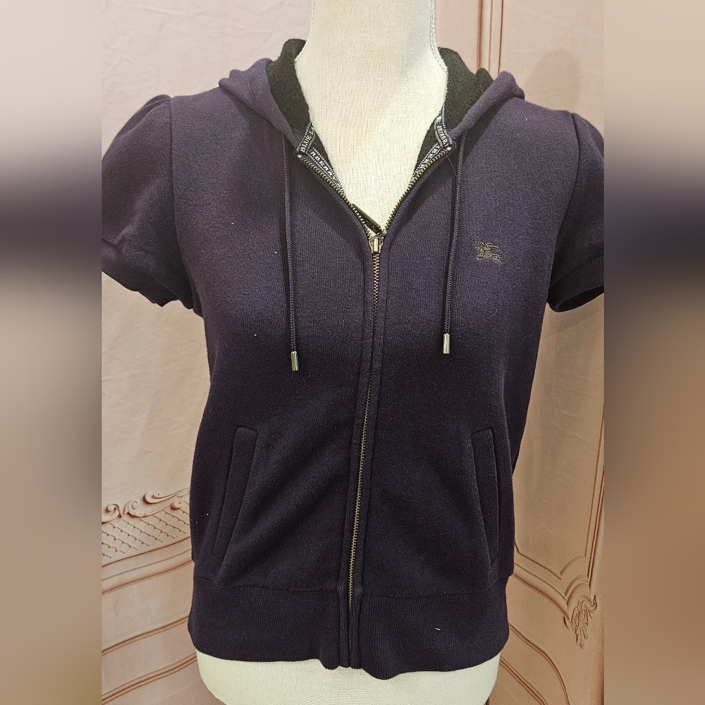 Purple Short Sleeve Zip-Up Hoodie